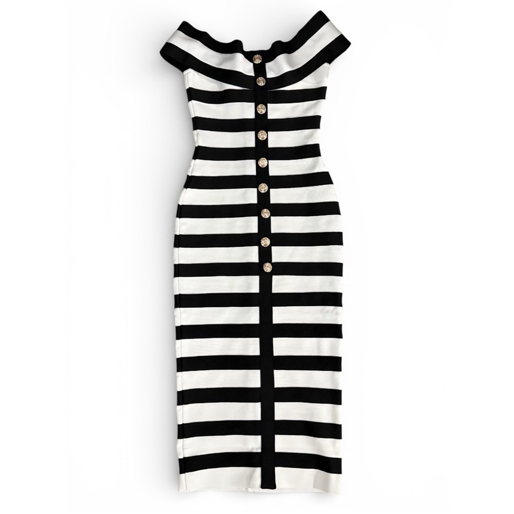 Zaria Striped Bandage Midi Dress - XS - Picture 6 of 8